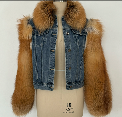 Natural Red fox Denim jacket