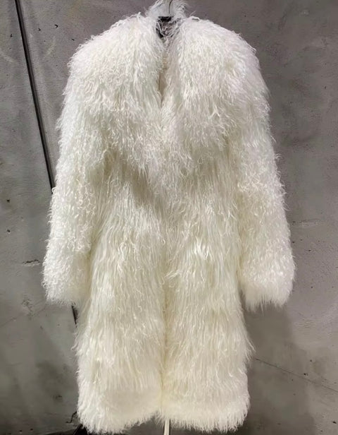 White 3/4 length Mongolian