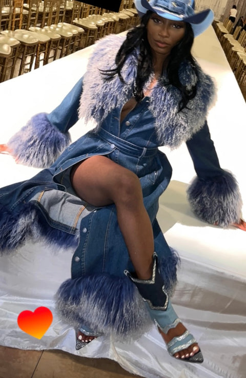 Denim Mongolian Trench Coat