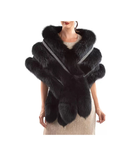 Fox fur diamond trim cape
