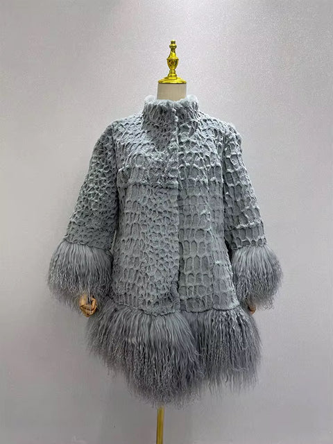 Grey / Silver Chinchilla Tibetan Lamb coat