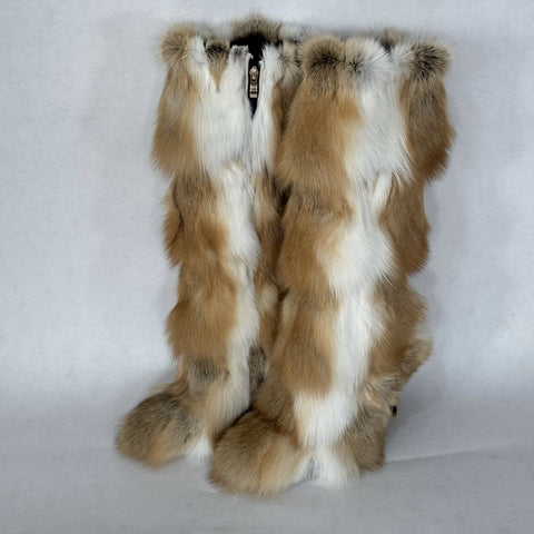 Natural white with red fox fur bomber jacket