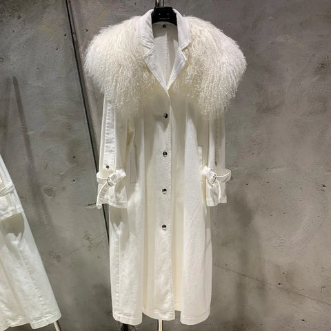 White jean Mongolian Coat