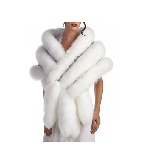 Fox fur diamond trim cape