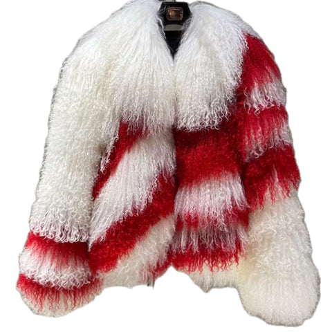 Red and white Mongolian coat