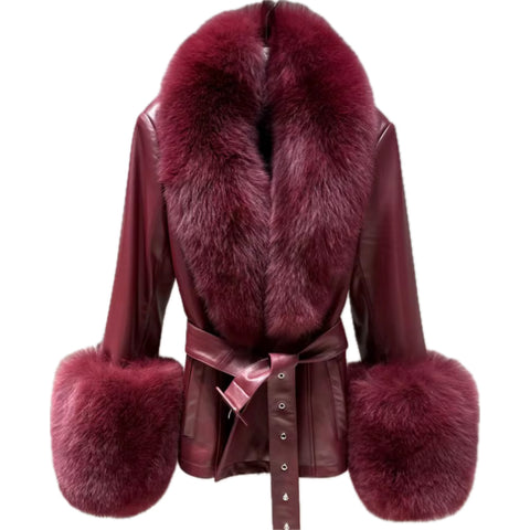Burgundy Leather /Fox jacket