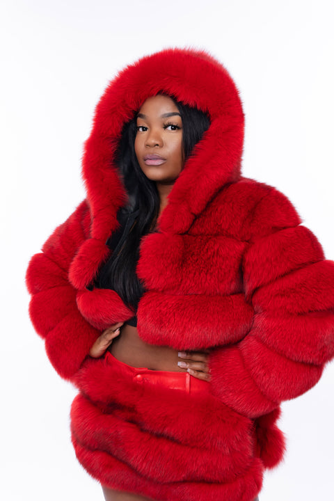 Fox Fur Bomber 2 Piece Set Women's