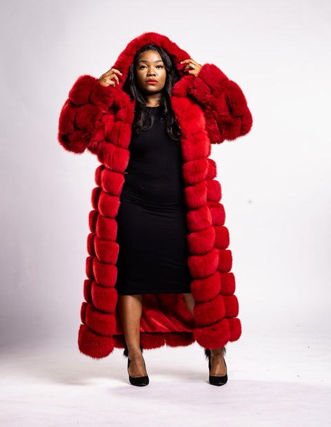 3/4 to Full Length Fox Fur Coat Women's